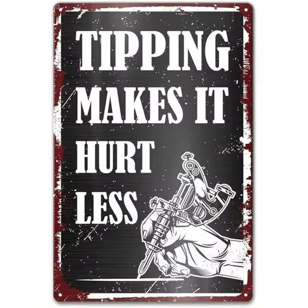 Funny Vintage Tattoo Shop Studio Metal Signs Wall Decor Tattoo Artist Gifts, No Crying